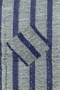 Midnight Silk Blend Kantha Throw Blanket