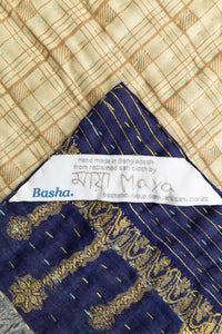 Midnight Silk Blend Kantha Throw Blanket