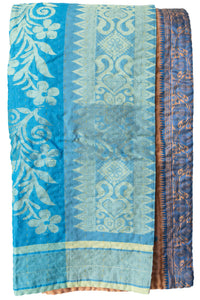 Midnight Silk Blend Kantha Throw Blanket