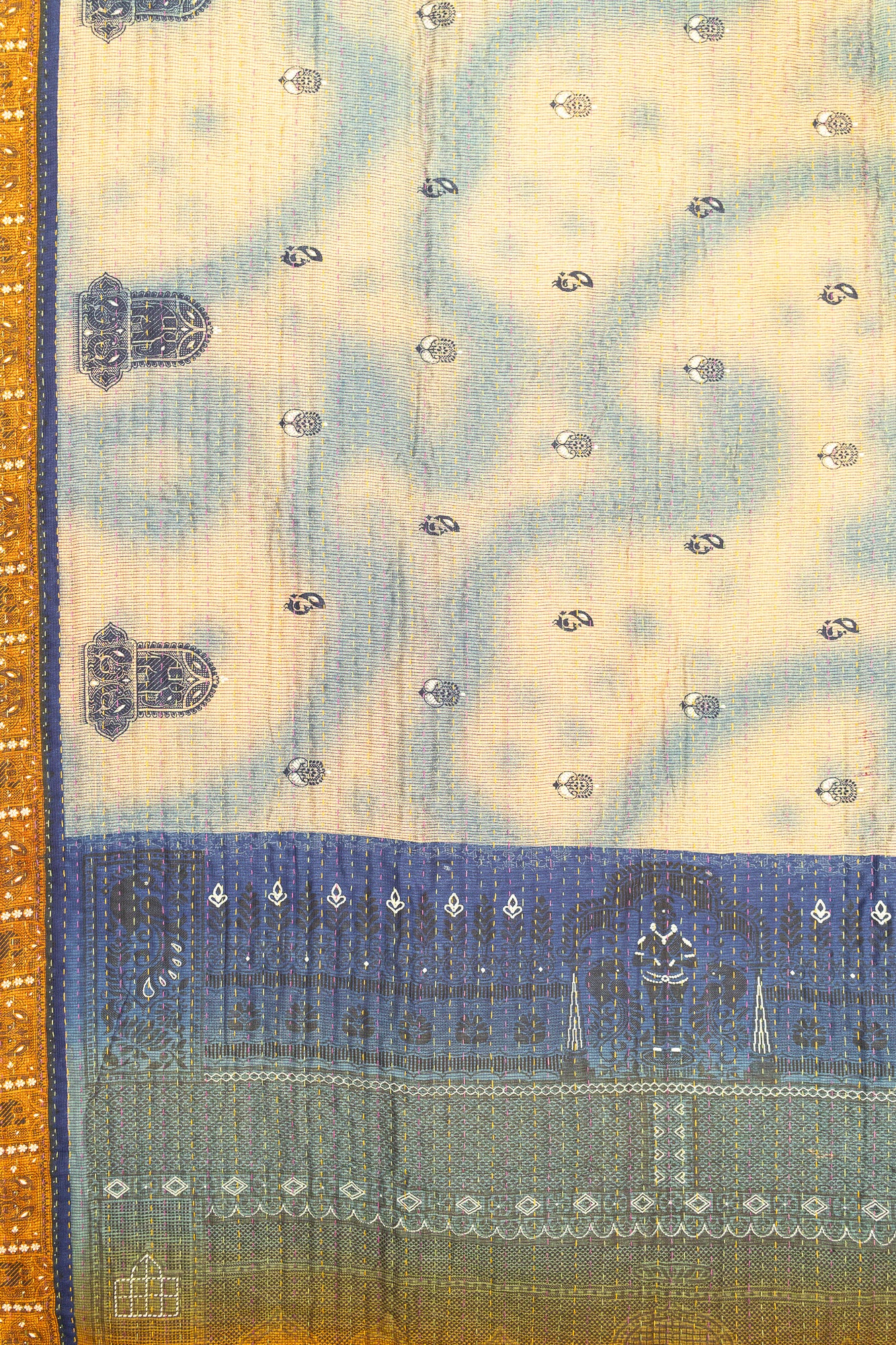 Moonlit Silk Blend Kantha Throw