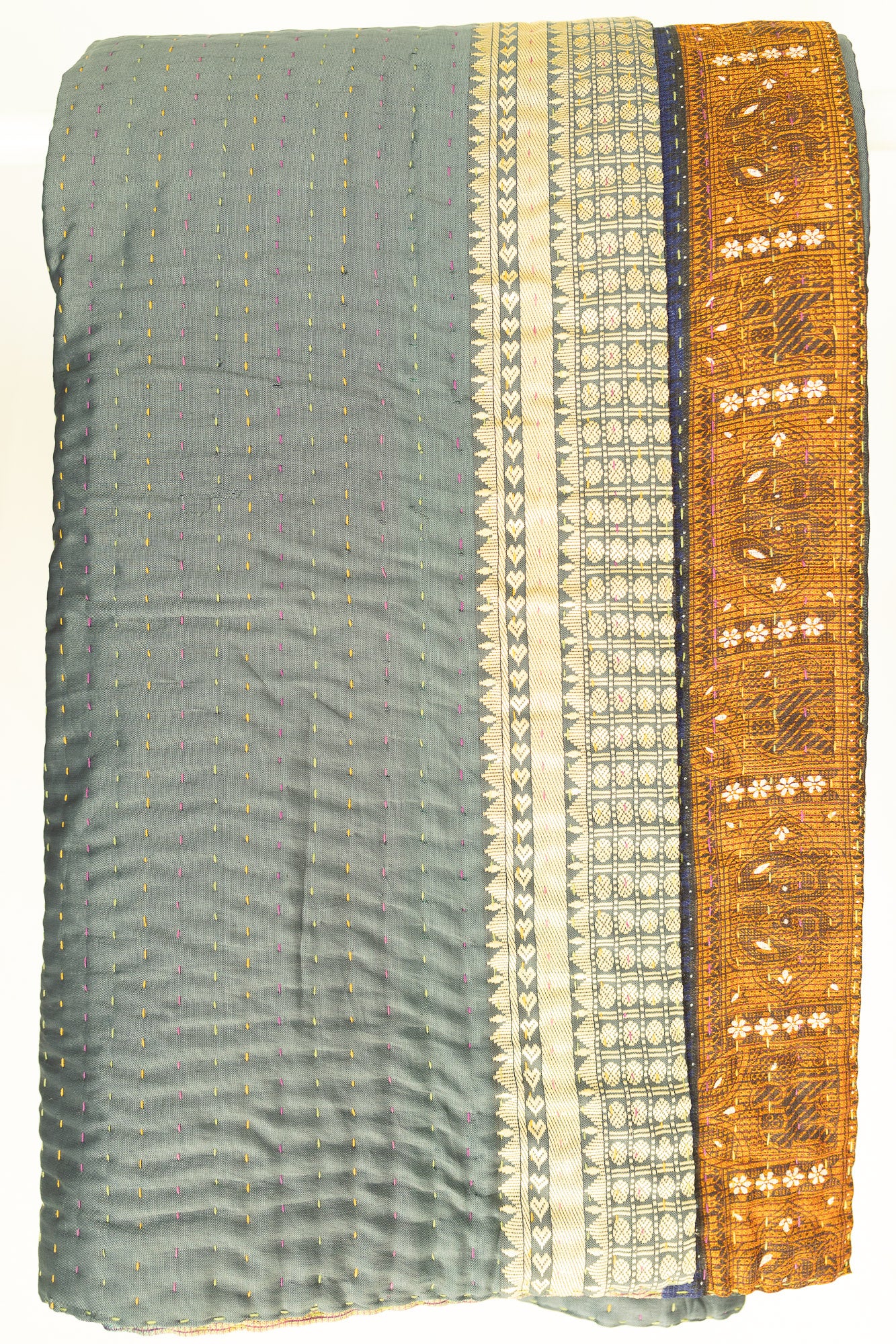 Moonlit Silk Blend Kantha Throw