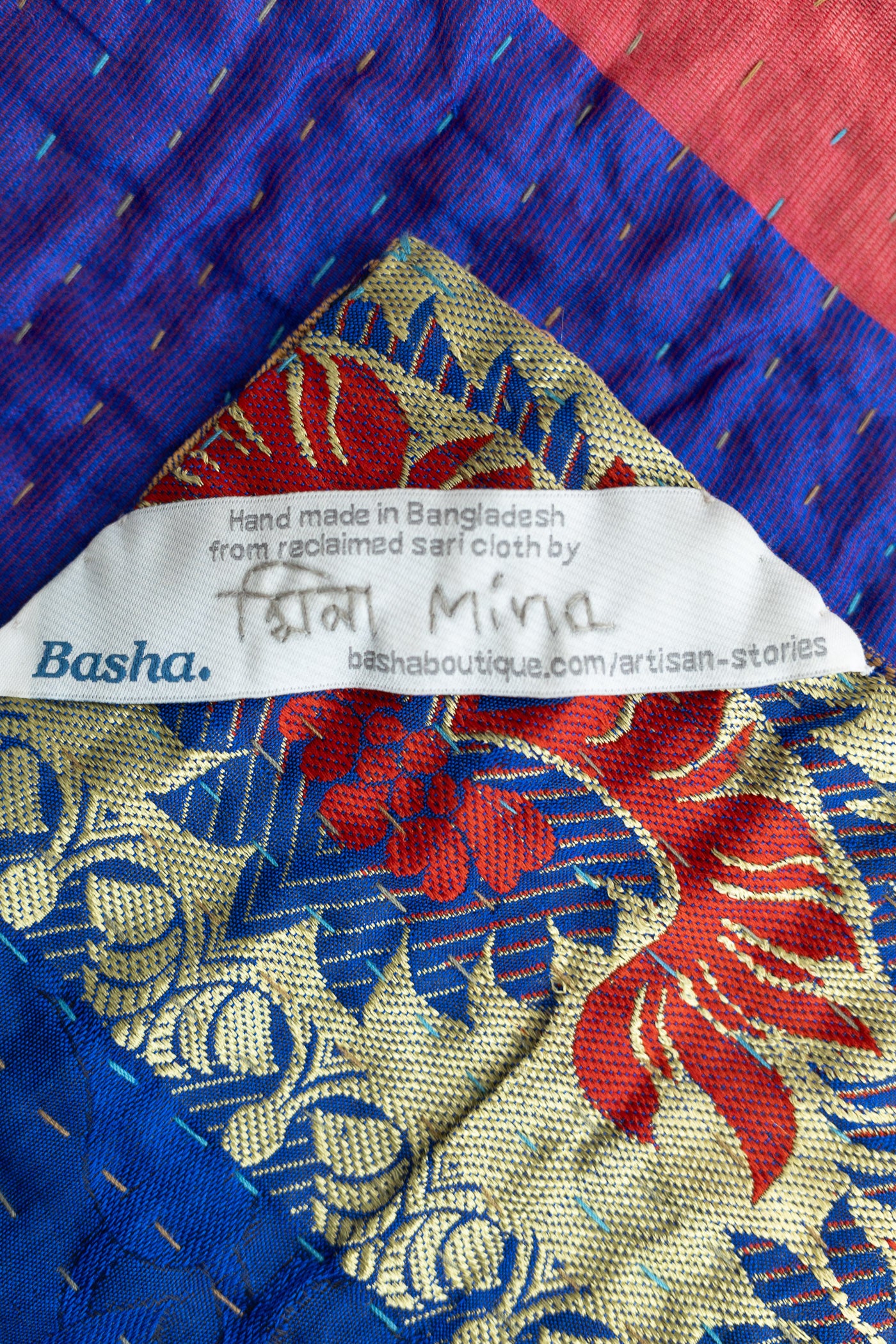 Near Silk Blend Kantha Throw Blanket