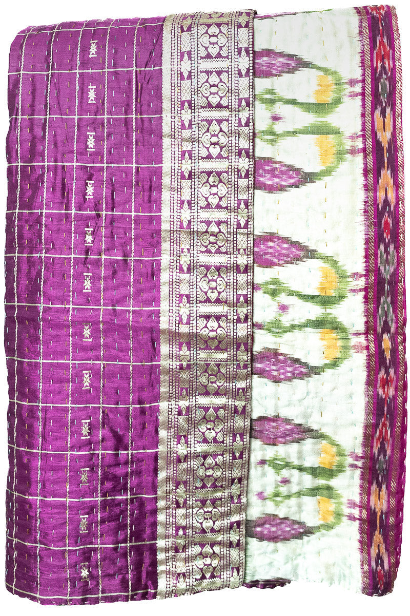 Kantha Silk Throw Blanket