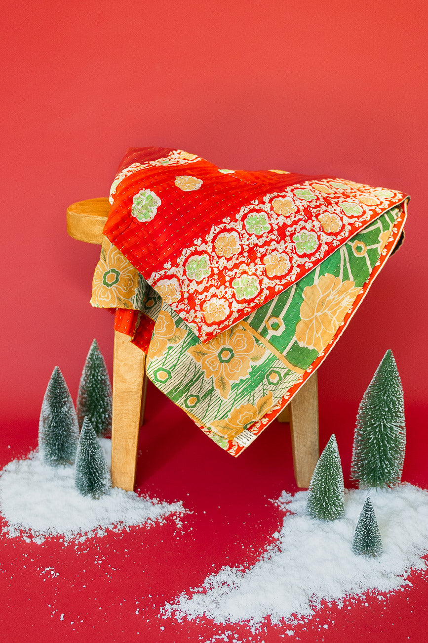 Noel Kantha Christmas Throw