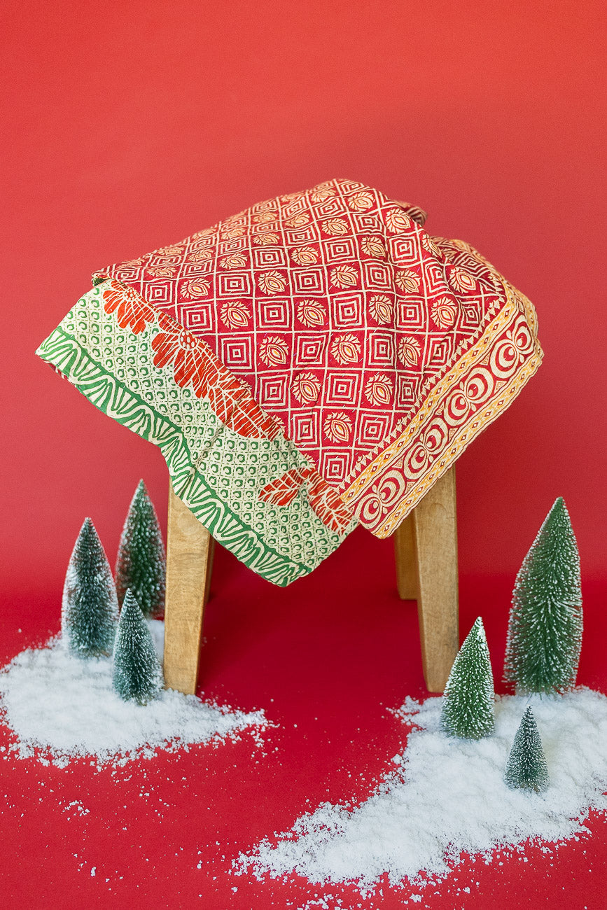 Peace Kantha Christmas Throw