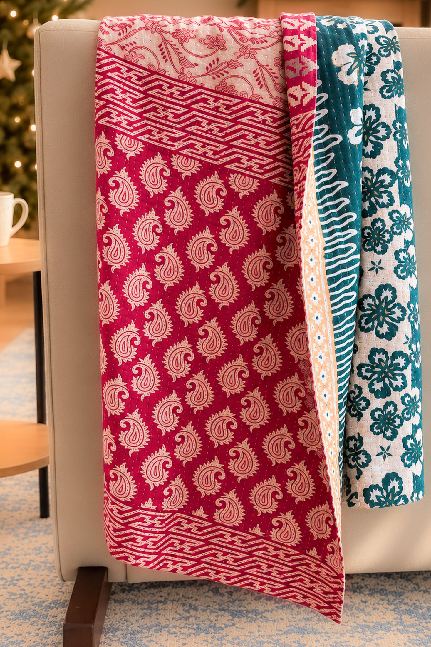 Peace Holiday Kantha Blanket
