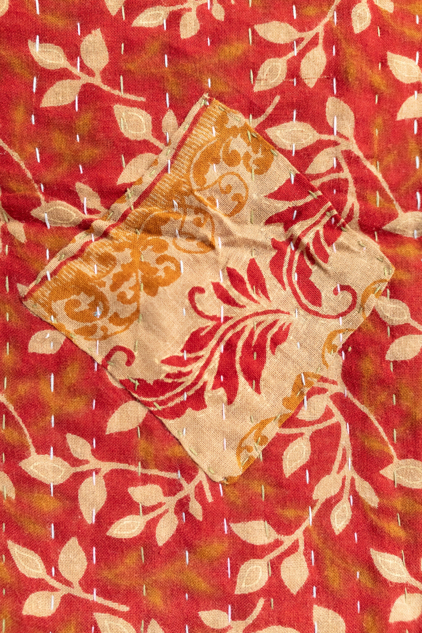 Peppermint Holiday Kantha Blanket