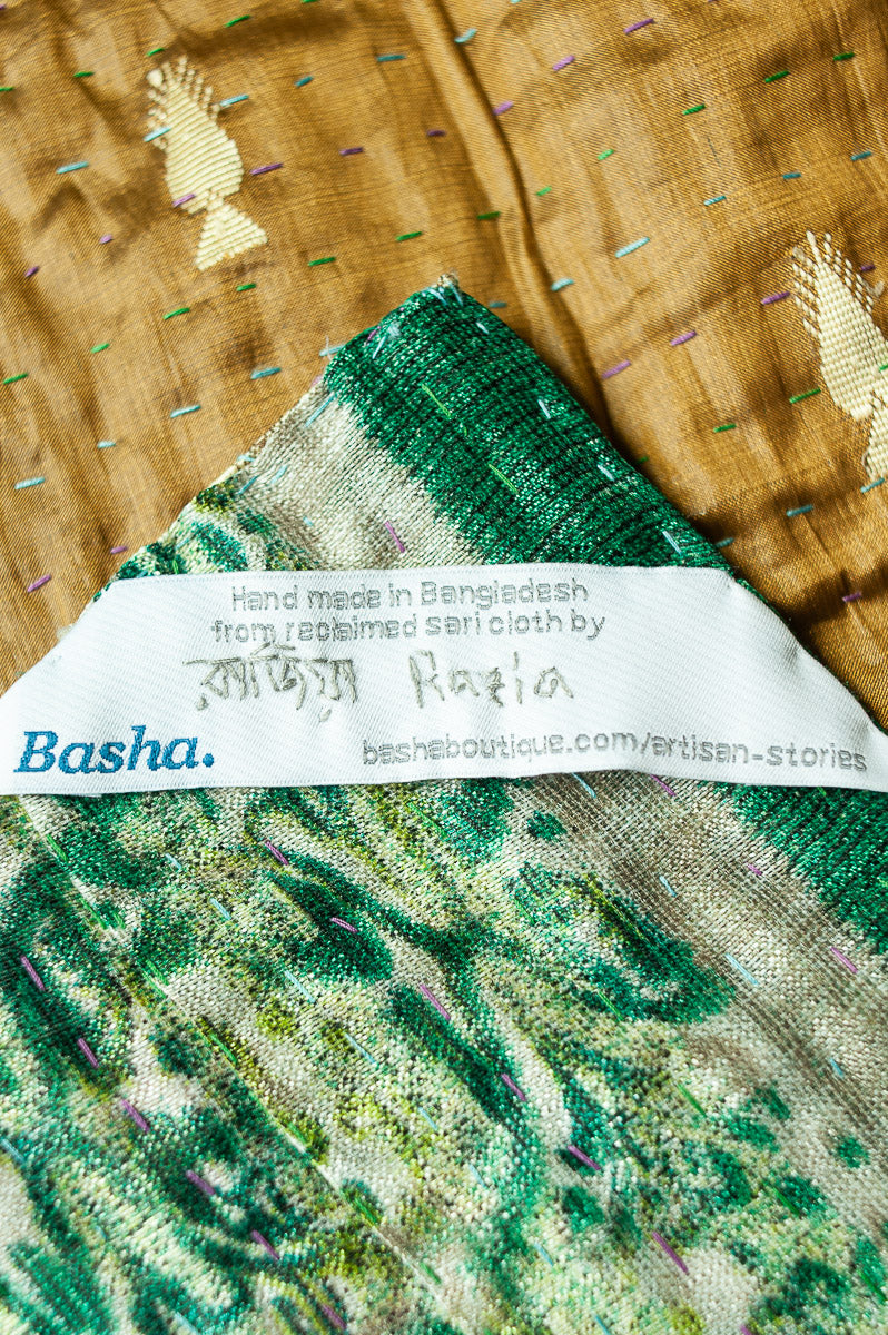 Pine Silk Blend Kantha Throw
