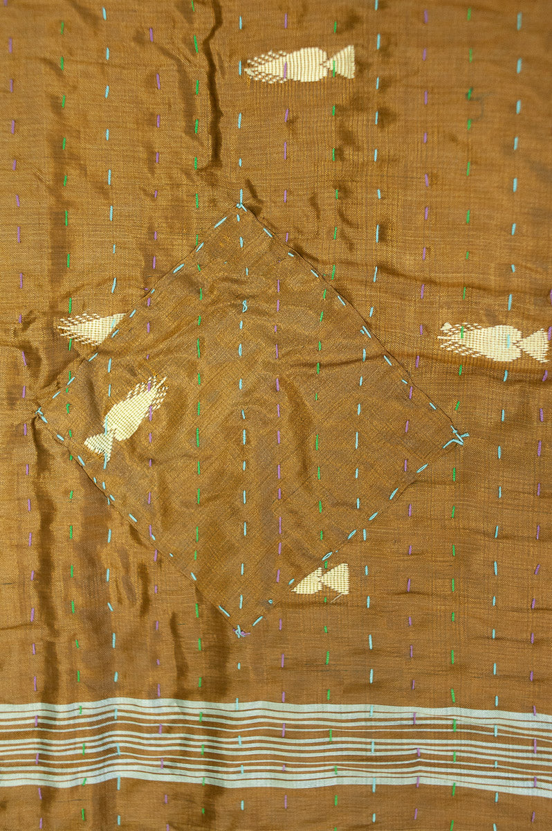 Pine Silk Blend Kantha Throw