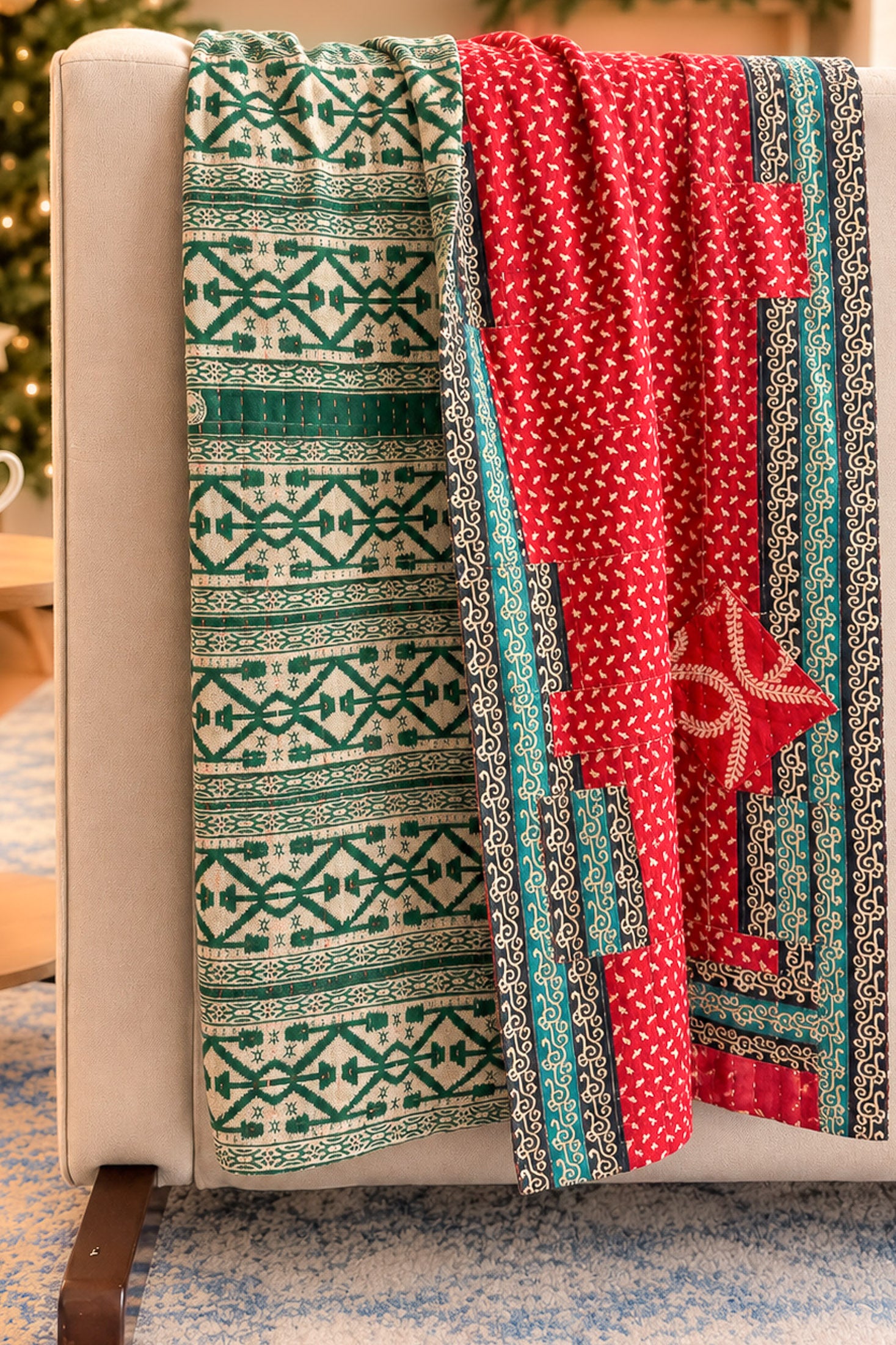 Pineberry Holiday Kantha Blanket