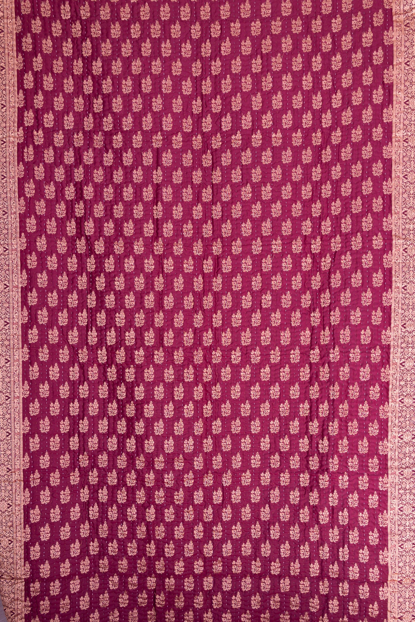 Plum Silk Blend Kantha Throw