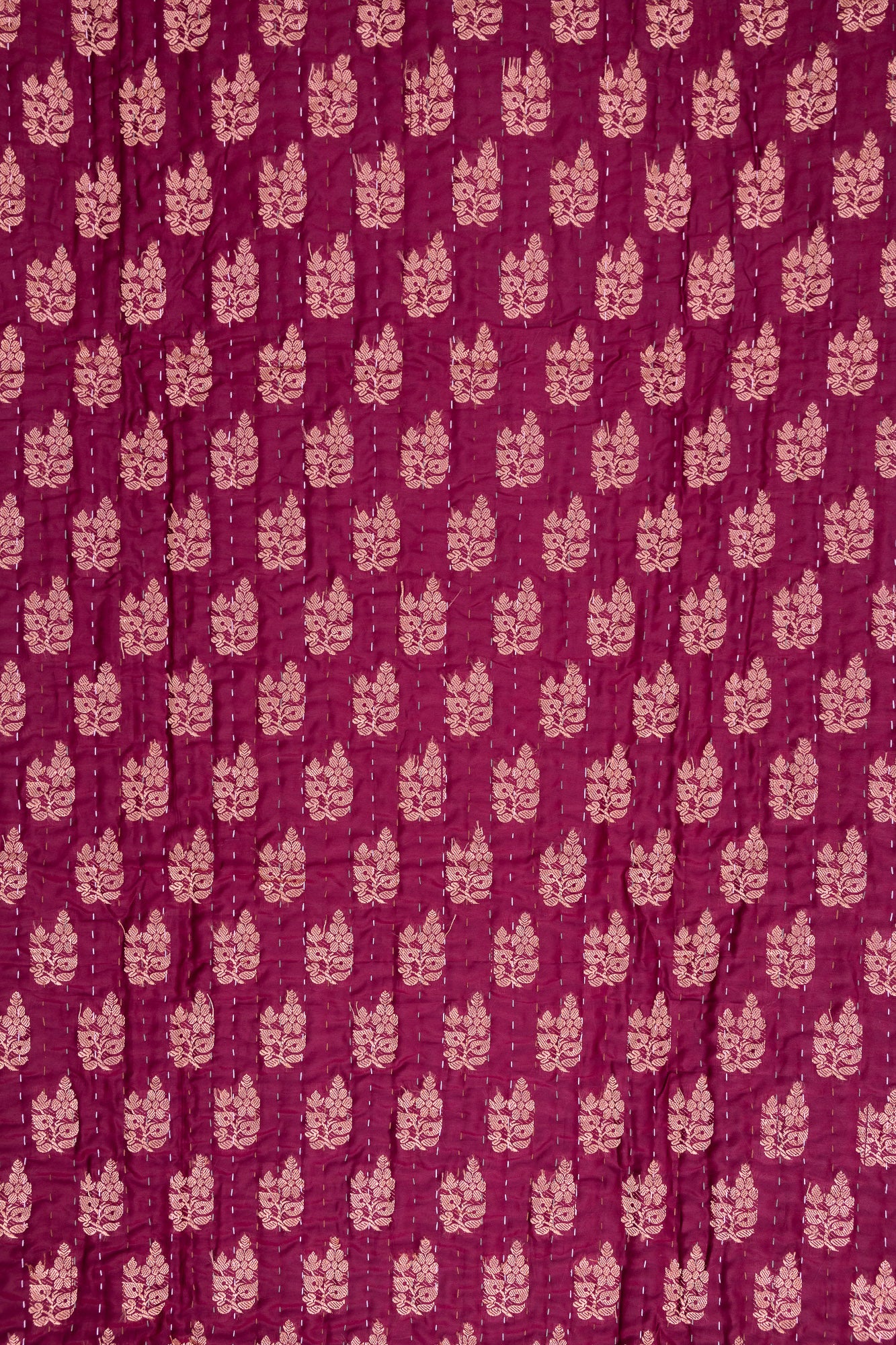 Plum Silk Blend Kantha Throw