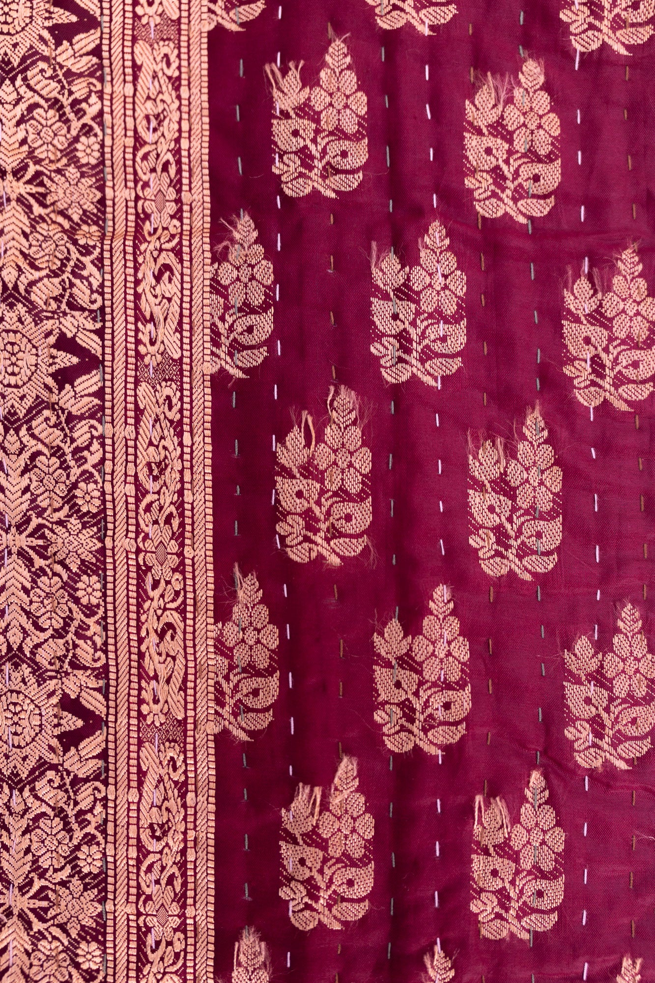 Plum Silk Blend Kantha Throw