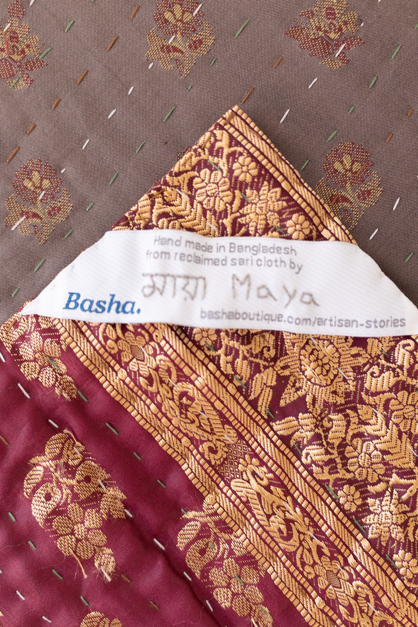 Plum Silk Blend Kantha Throw