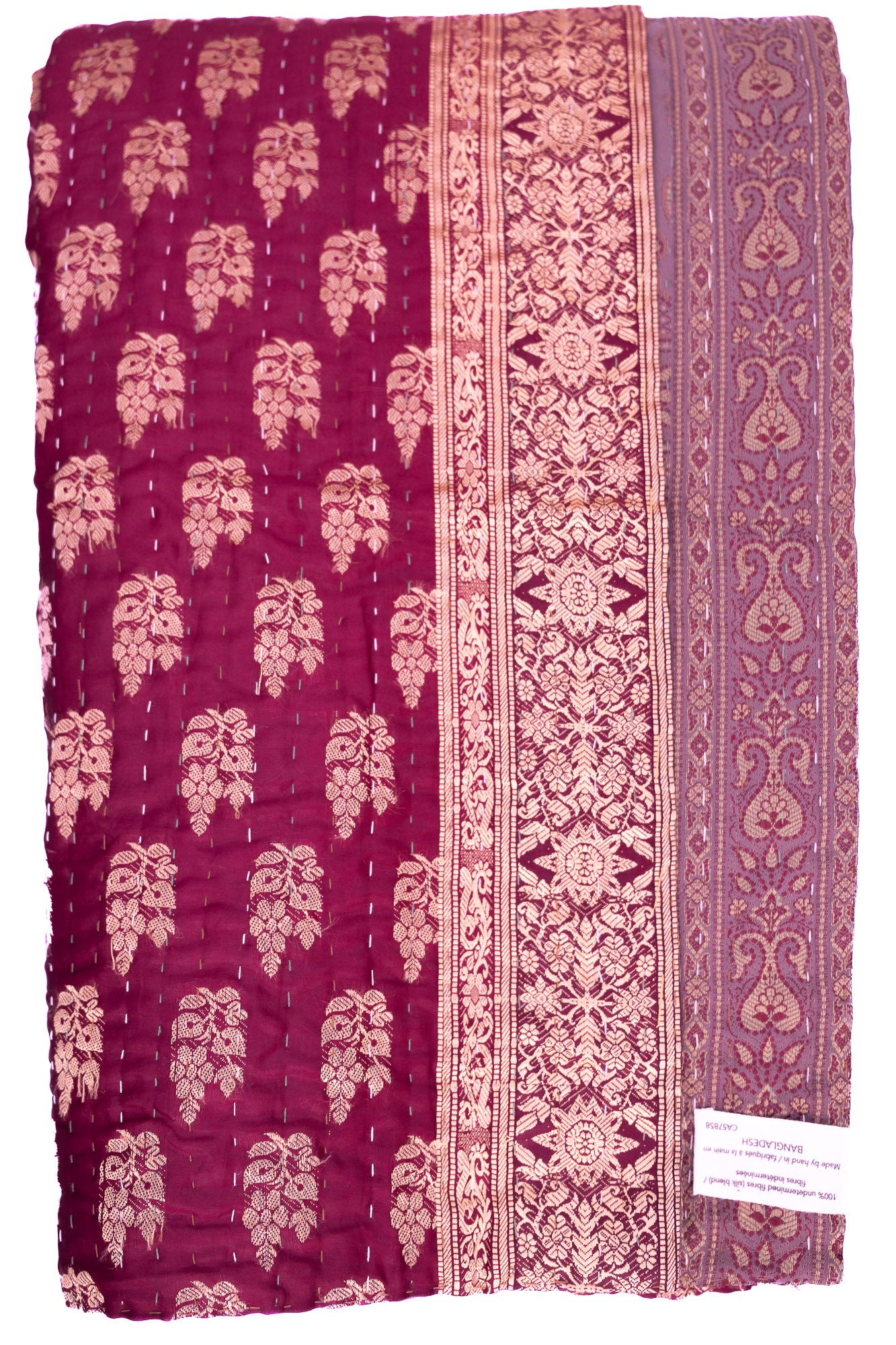 Plum Silk Blend Kantha Throw