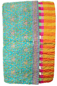 Kantha Silk Throw Blanket