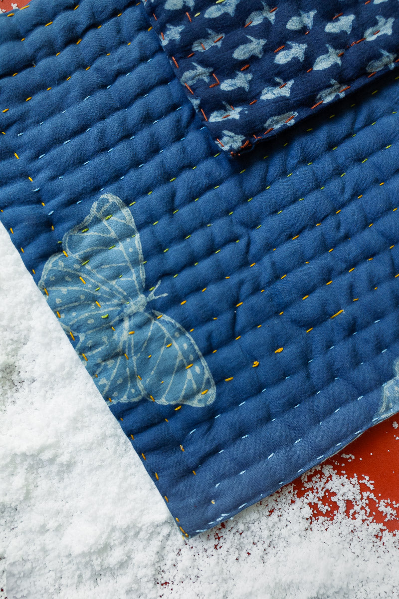 Blockprint Trivet/Potholder Gift Set - Indigo