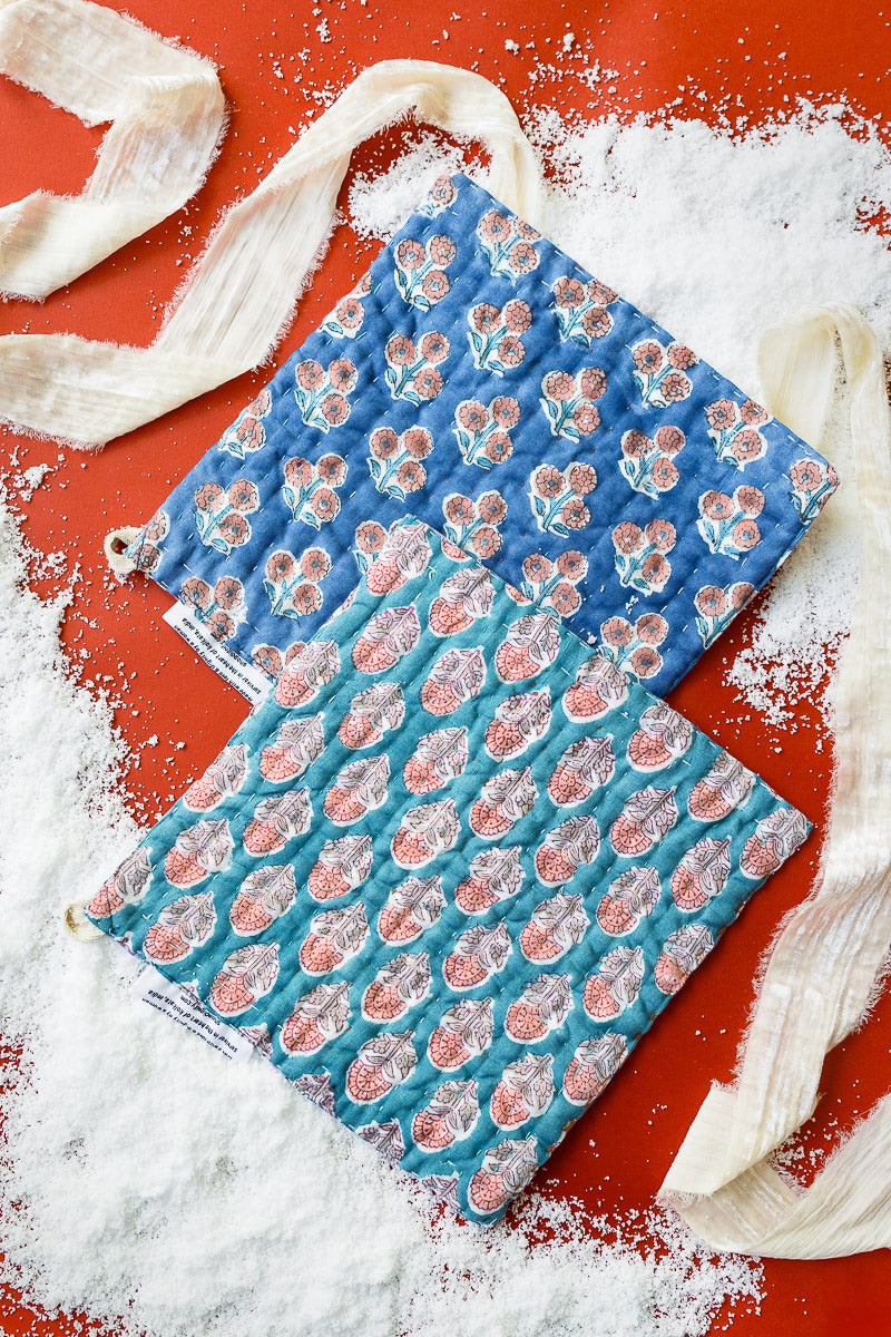 Blockprint Trivet/Potholder Gift Set - Bright