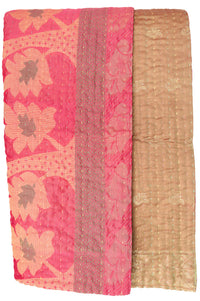 Rare Silk Blend Kantha Throw Blanket