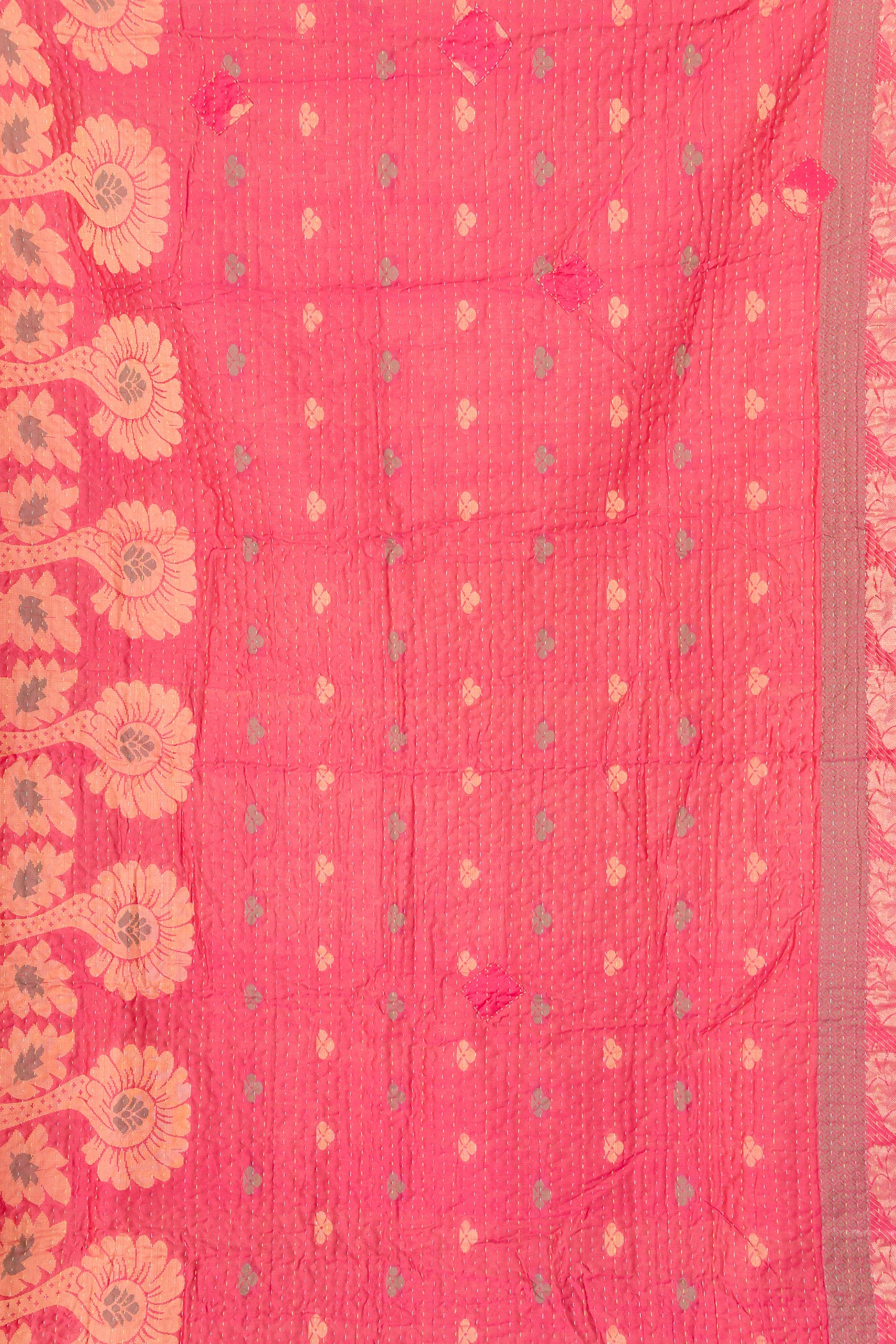 Rare Silk Blend Kantha Throw Blanket