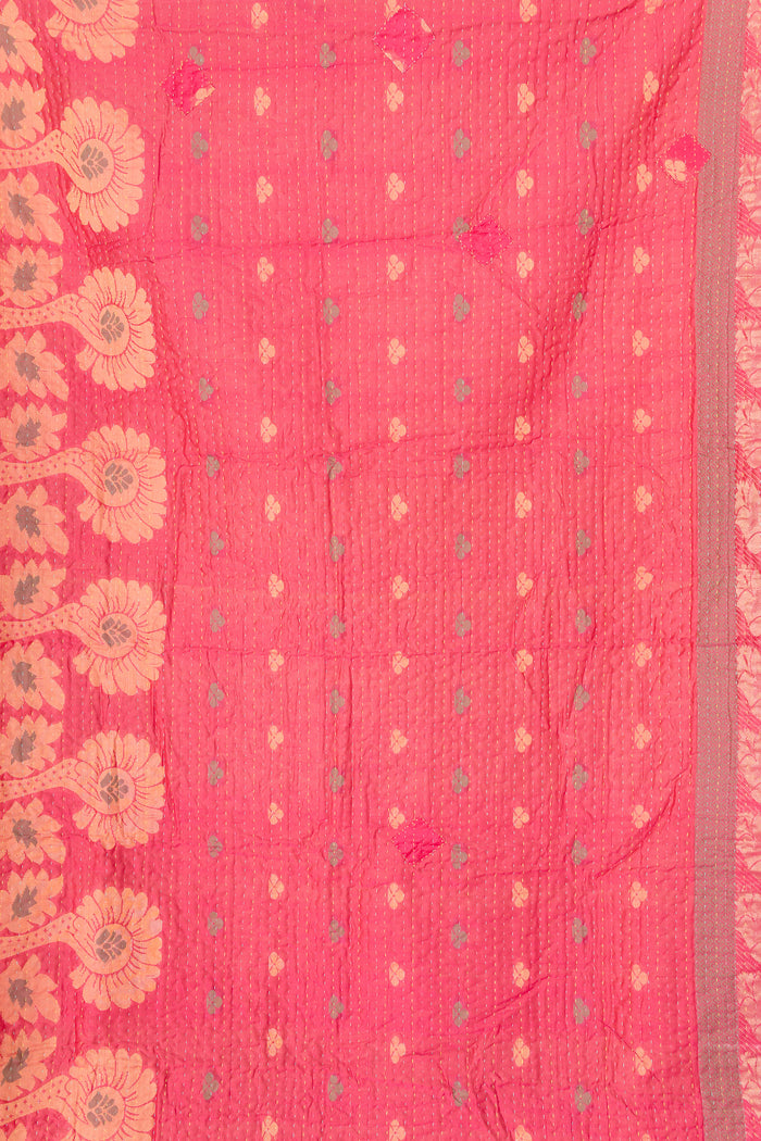 Rare Silk Blend Kantha Throw Blanket