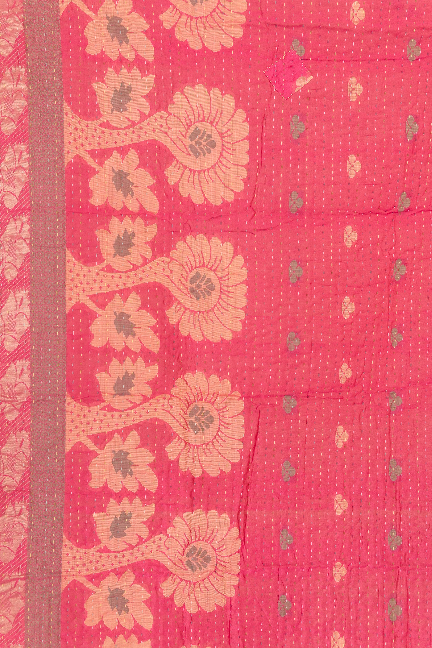 Rare Silk Blend Kantha Throw Blanket