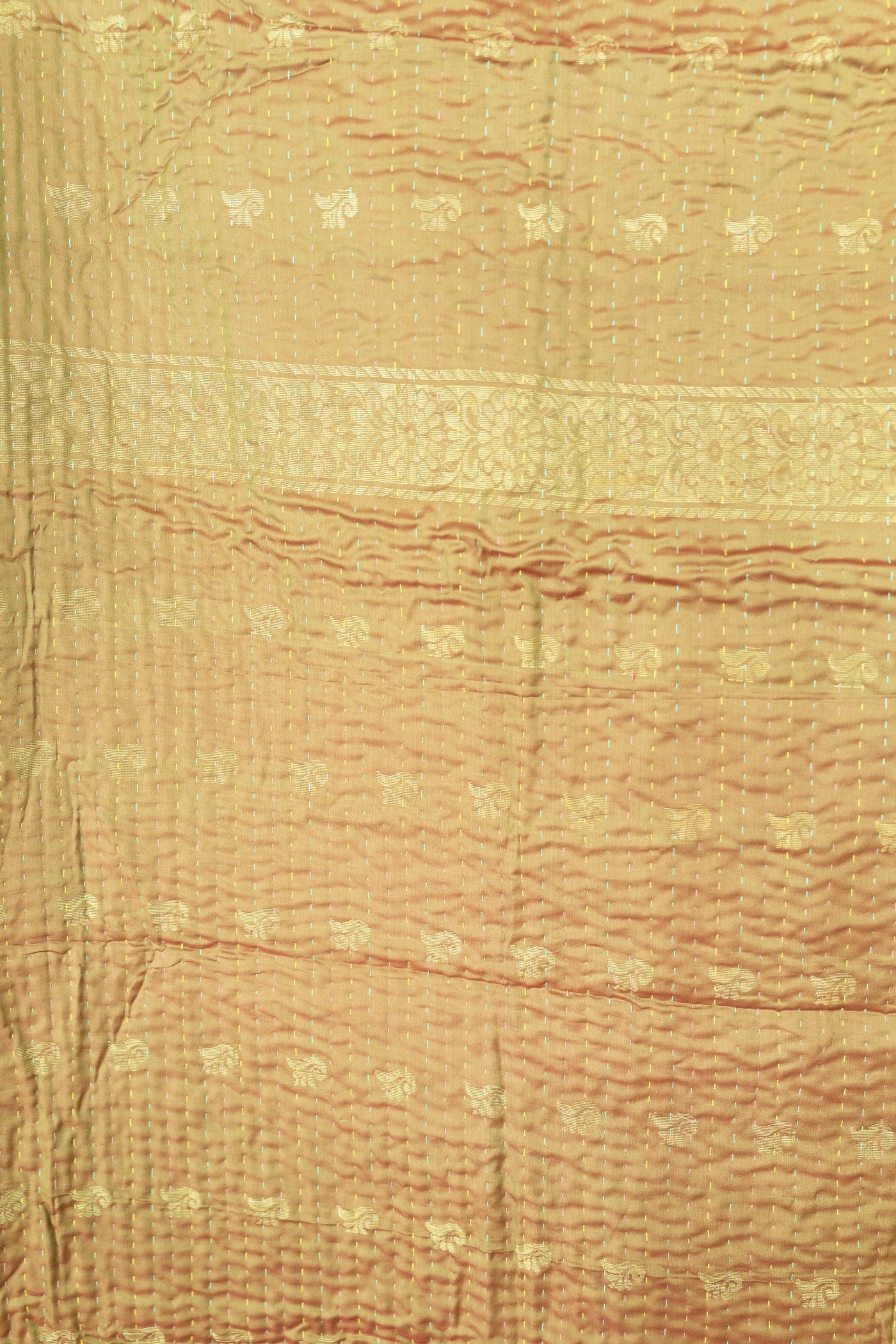 Rare Silk Blend Kantha Throw Blanket