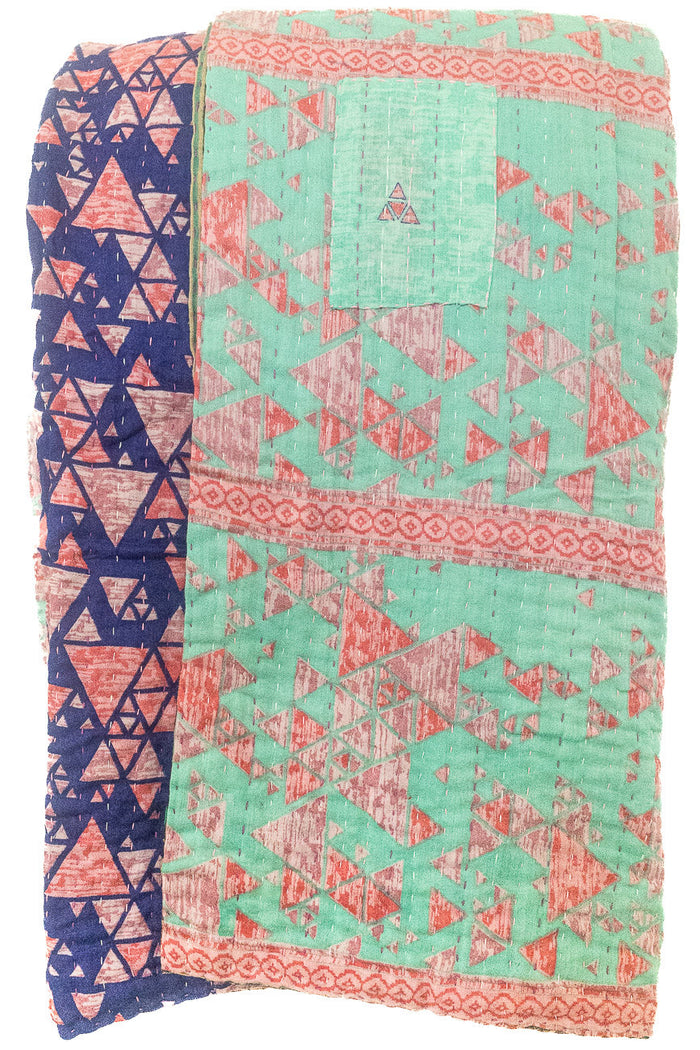 Kantha Large Throw Blanket