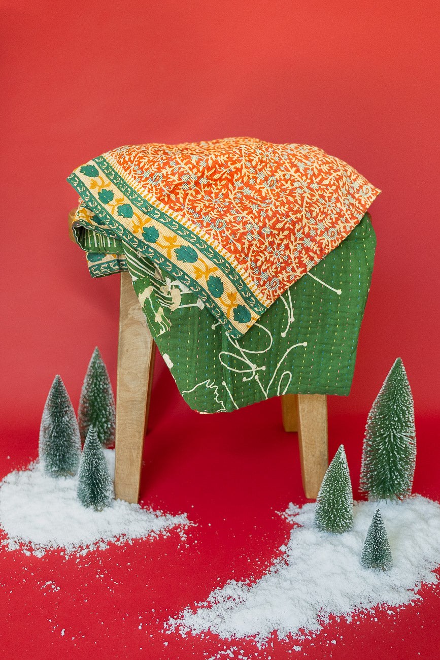 Rejoice Kantha Christmas Throw