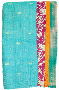 Kantha Silk Throw Blanket
