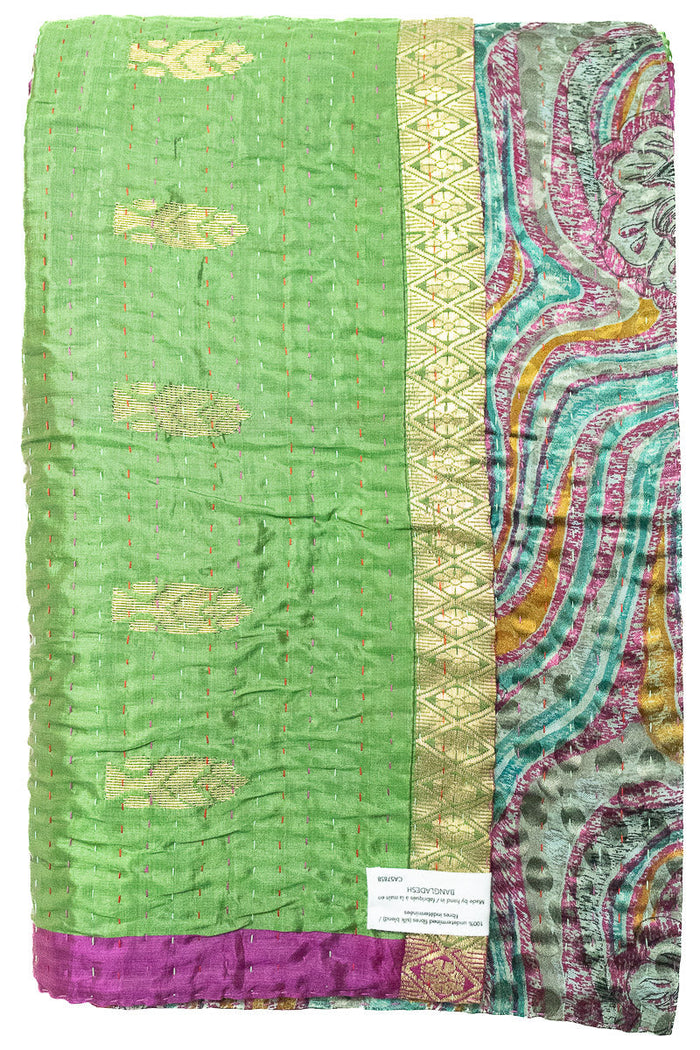 Kantha Silk Throw Blanket