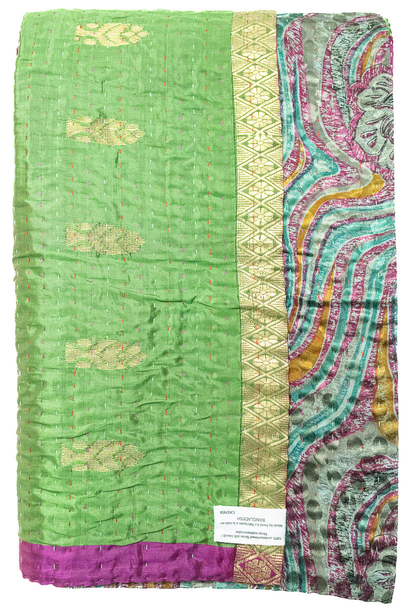 Kantha Silk Throw Blanket