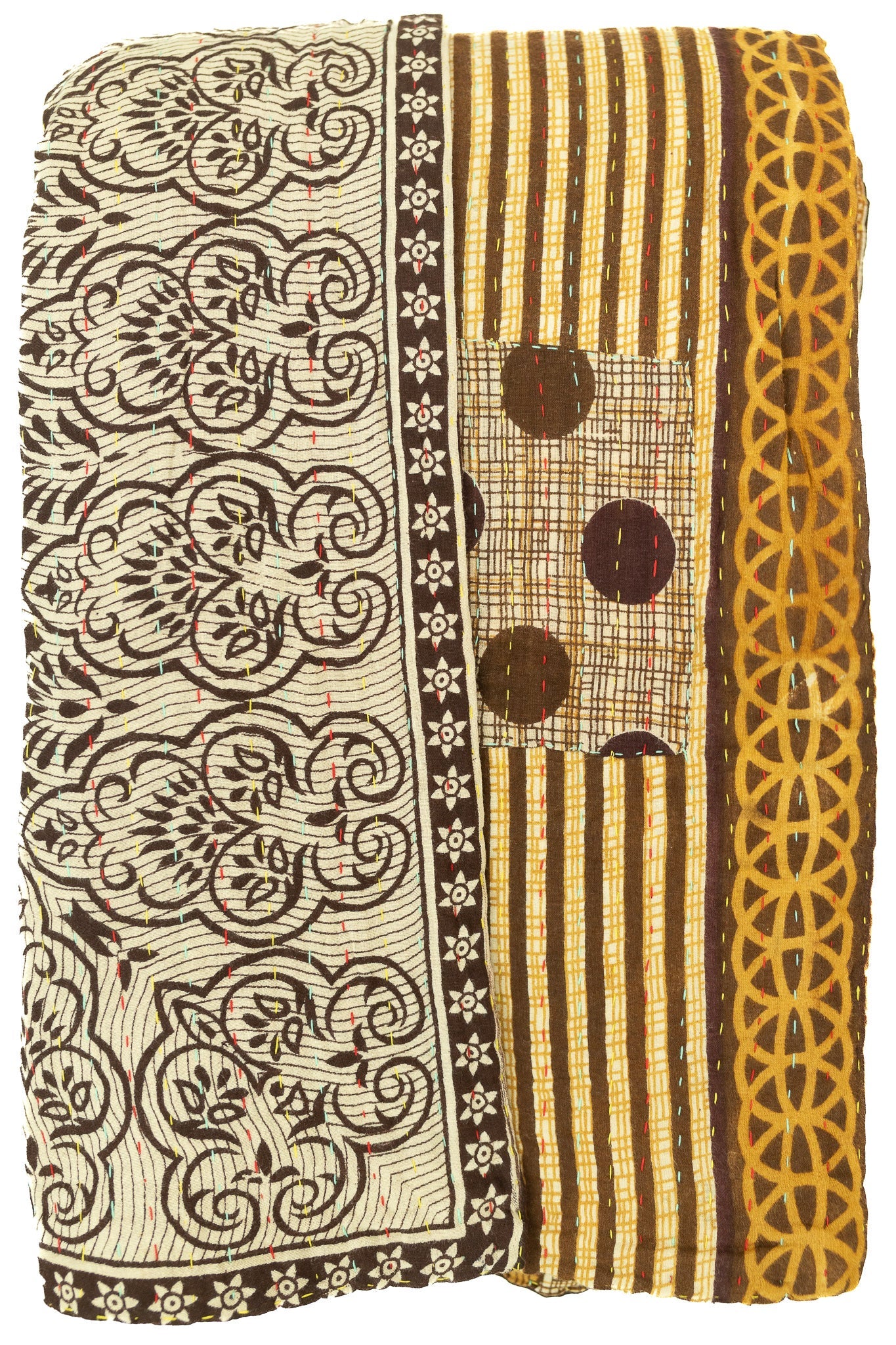 Kantha Large Throw Blanket
