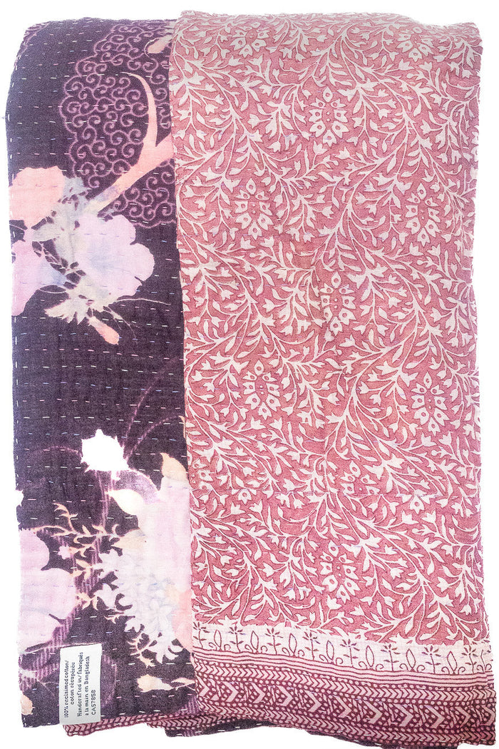 Kantha Large Throw Blanket