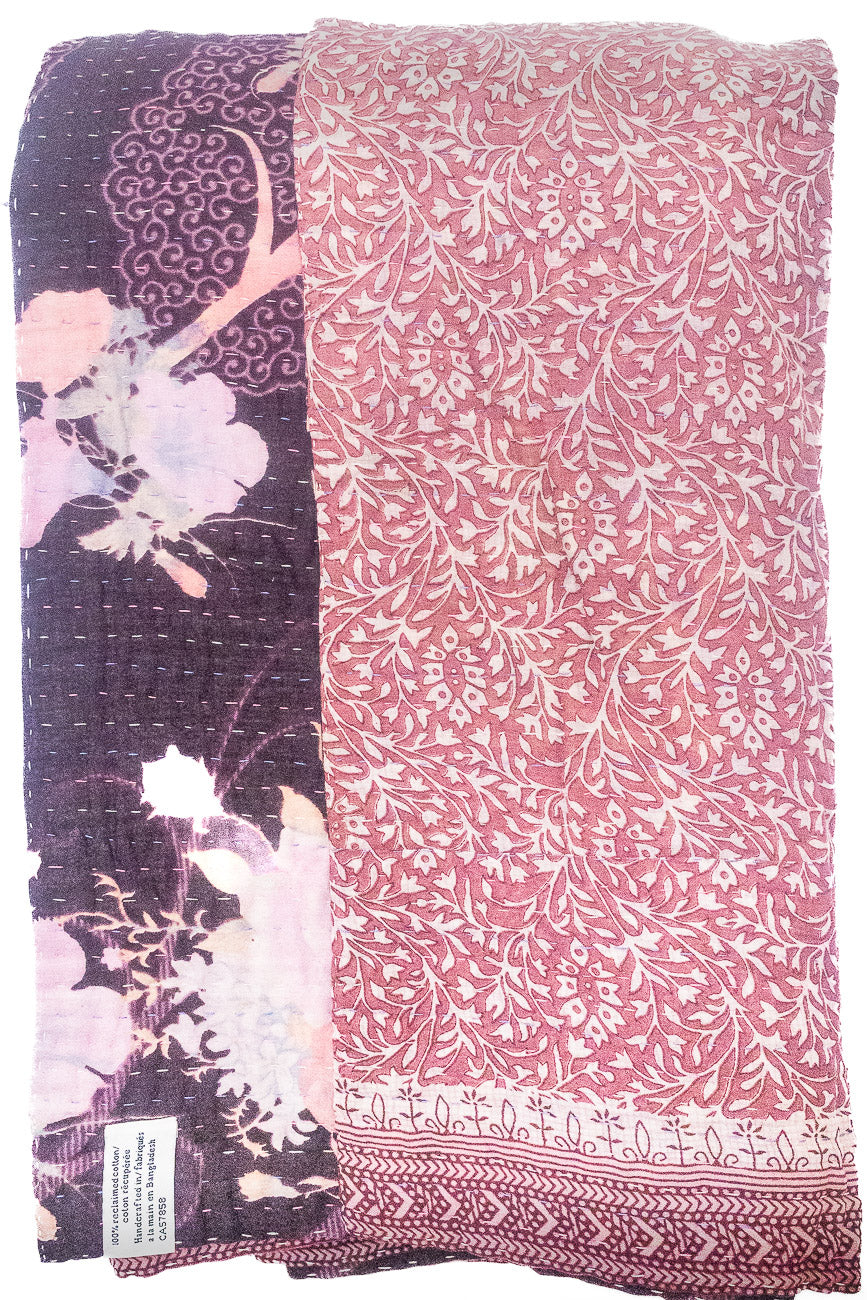 Kantha Large Throw Blanket