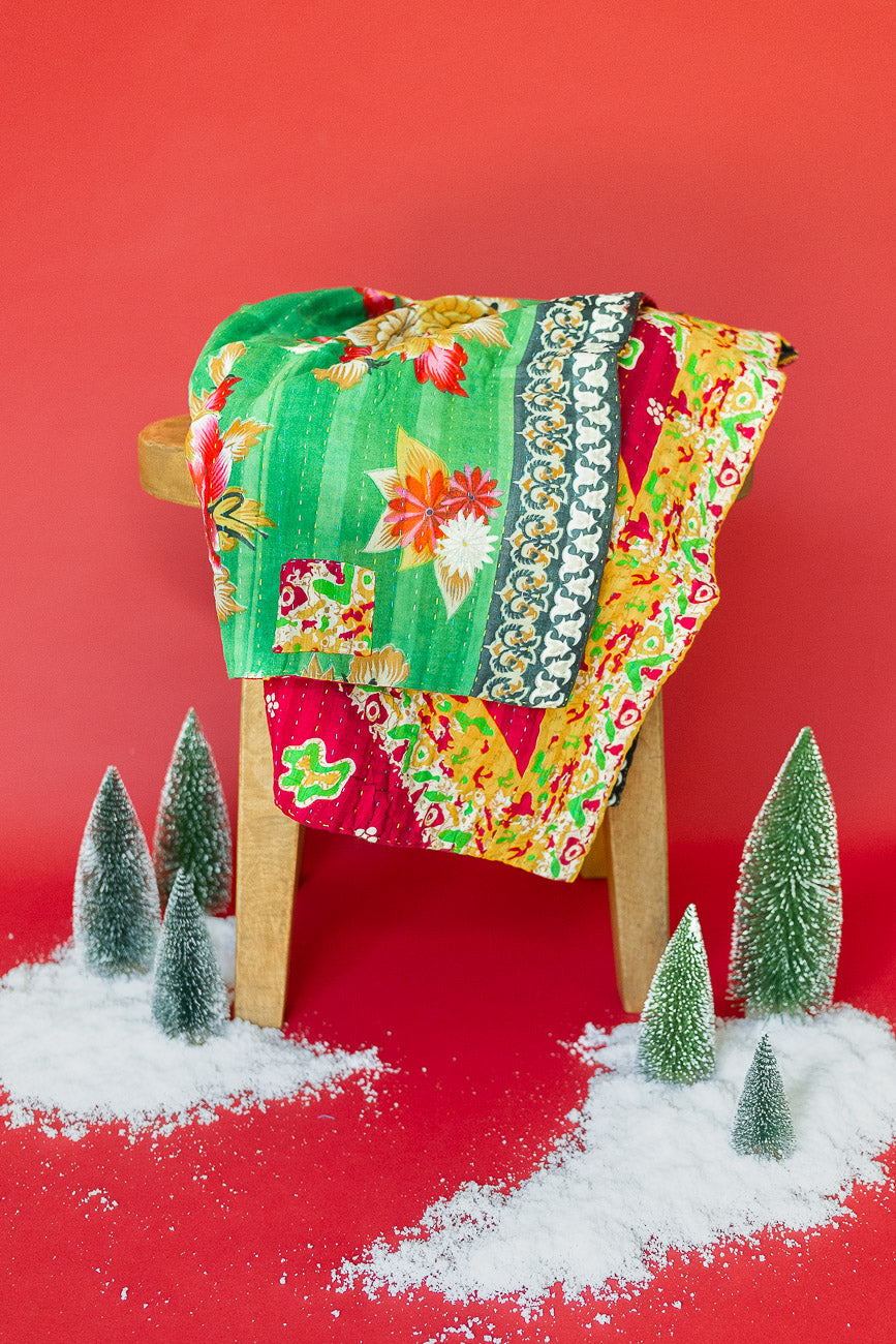 Rosemary Kantha Christmas Throw