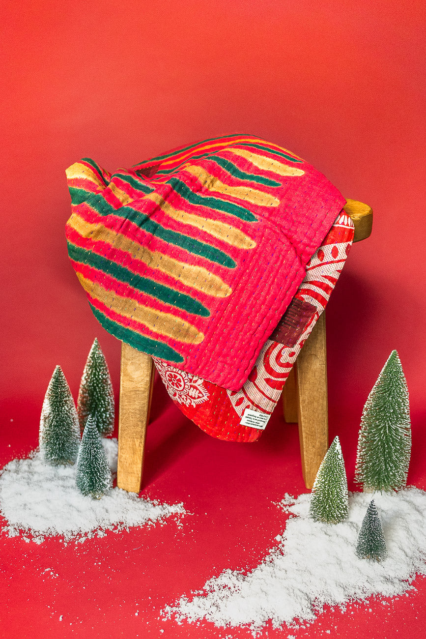 Rudolph Kantha Christmas Throw