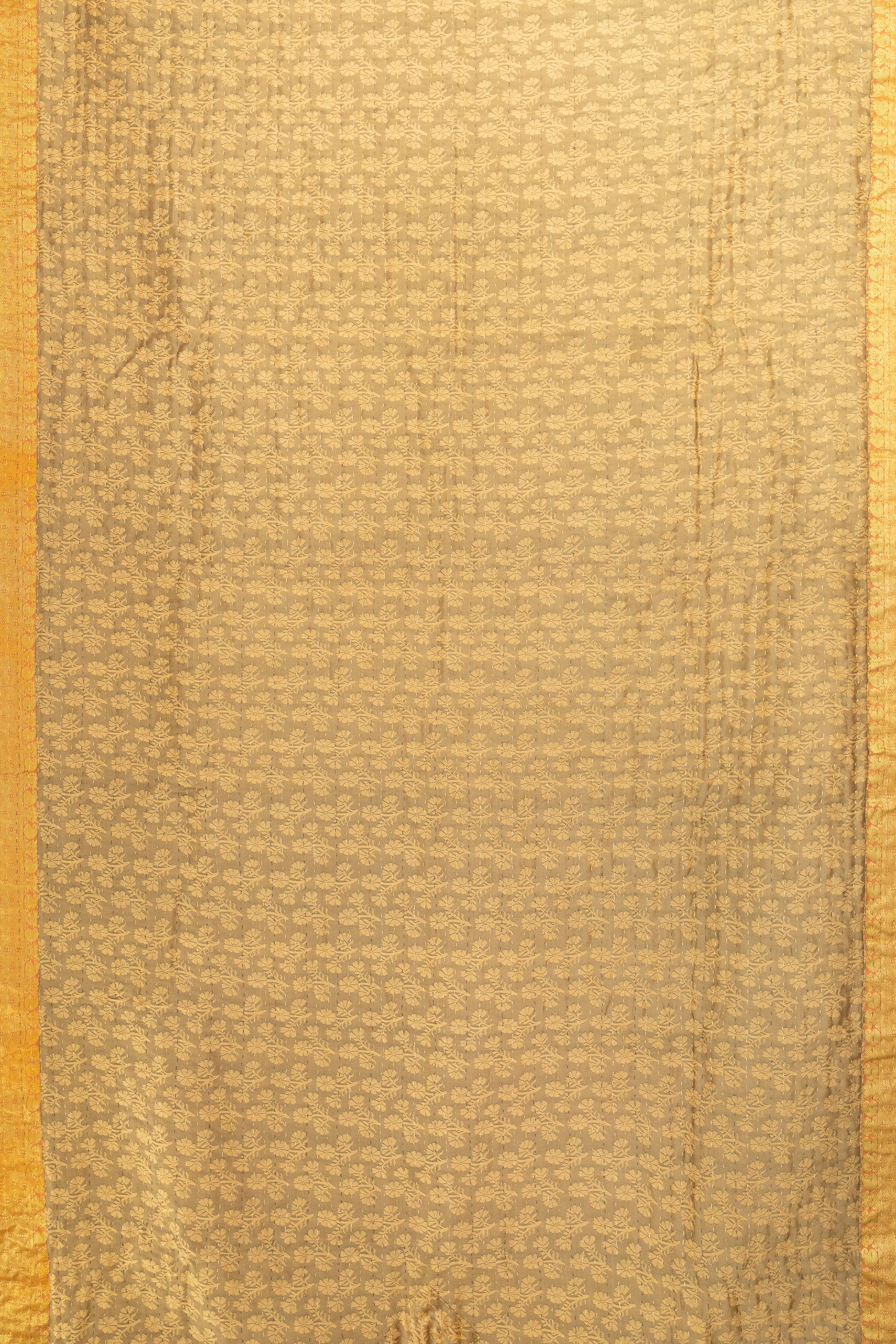 Saffron Silk Blend Kantha Throw