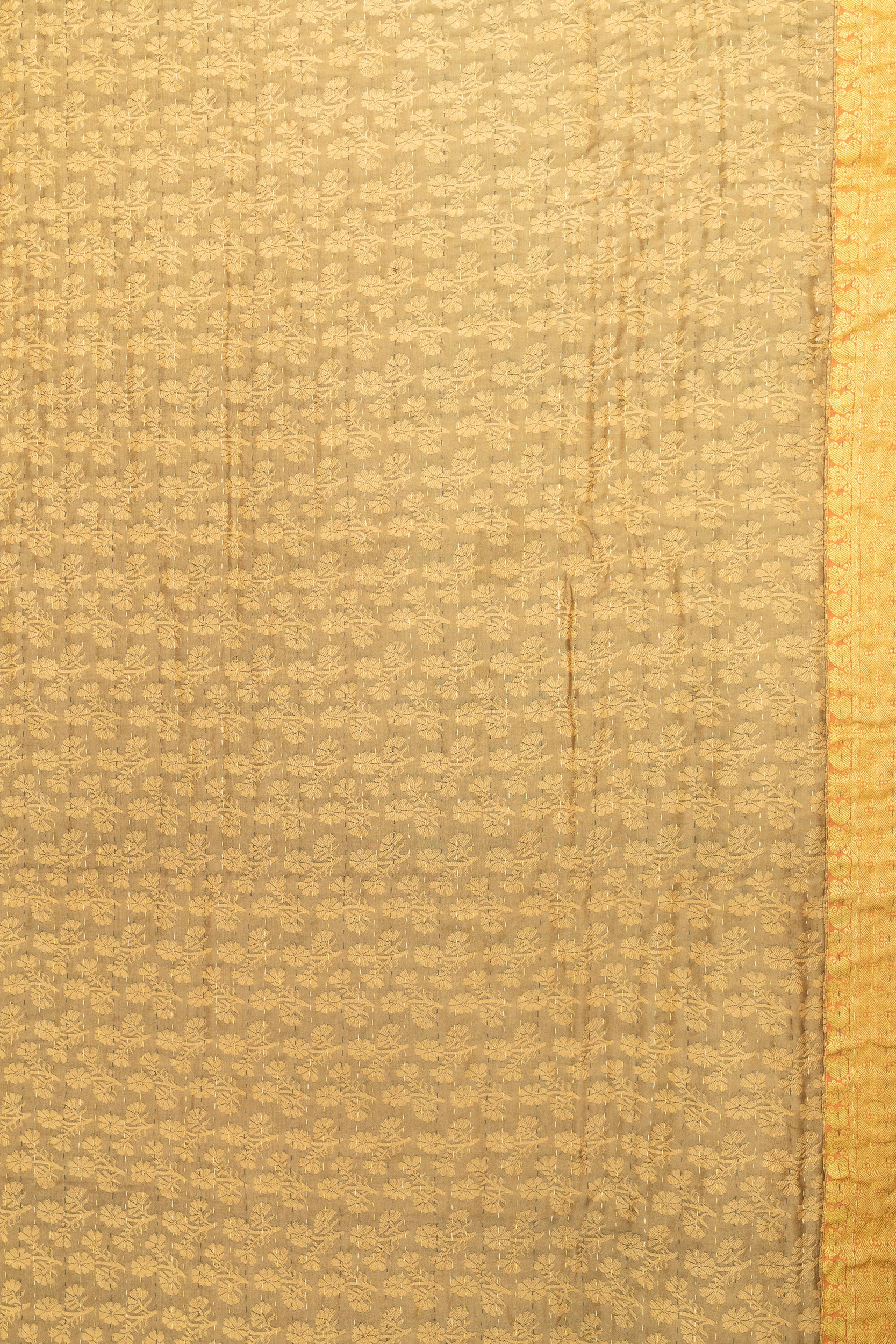 Saffron Silk Blend Kantha Throw