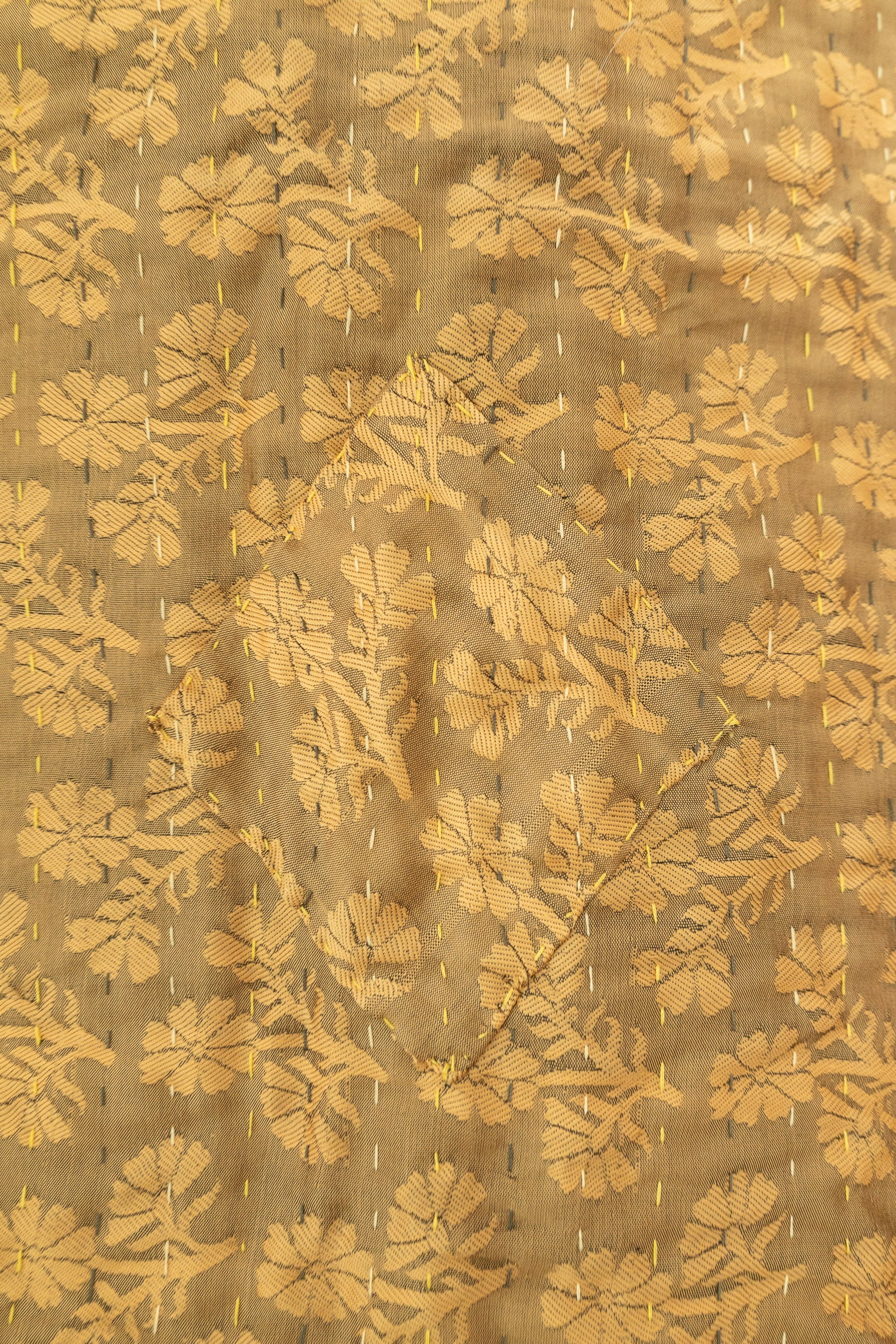 Saffron Silk Blend Kantha Throw