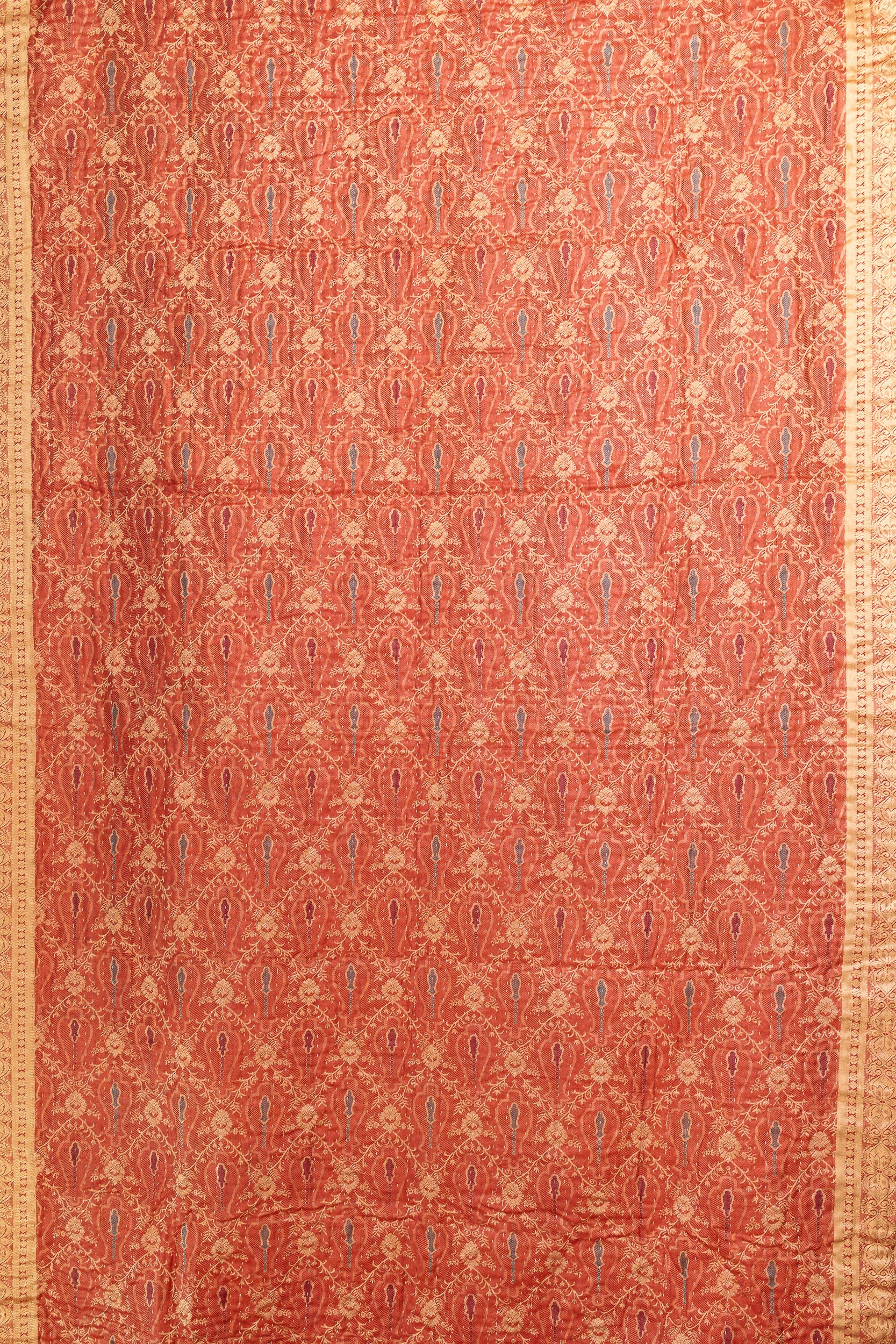 Saffron Silk Blend Kantha Throw