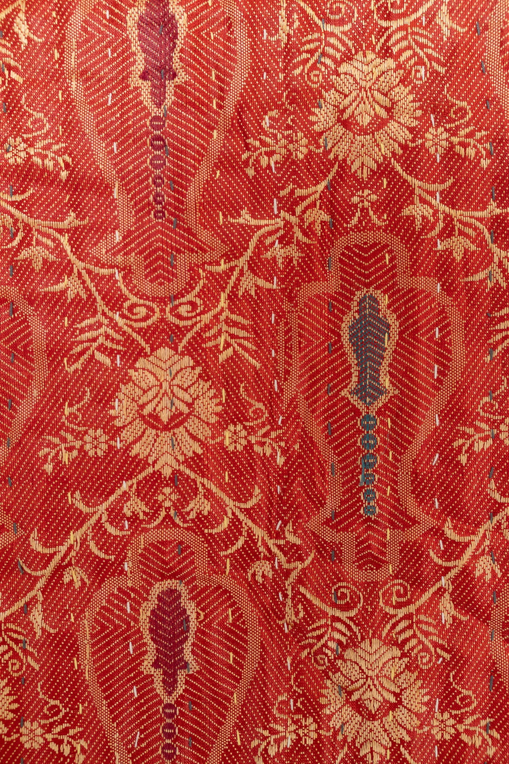 Saffron Silk Blend Kantha Throw