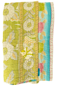 Sage Kantha Throw Blanket