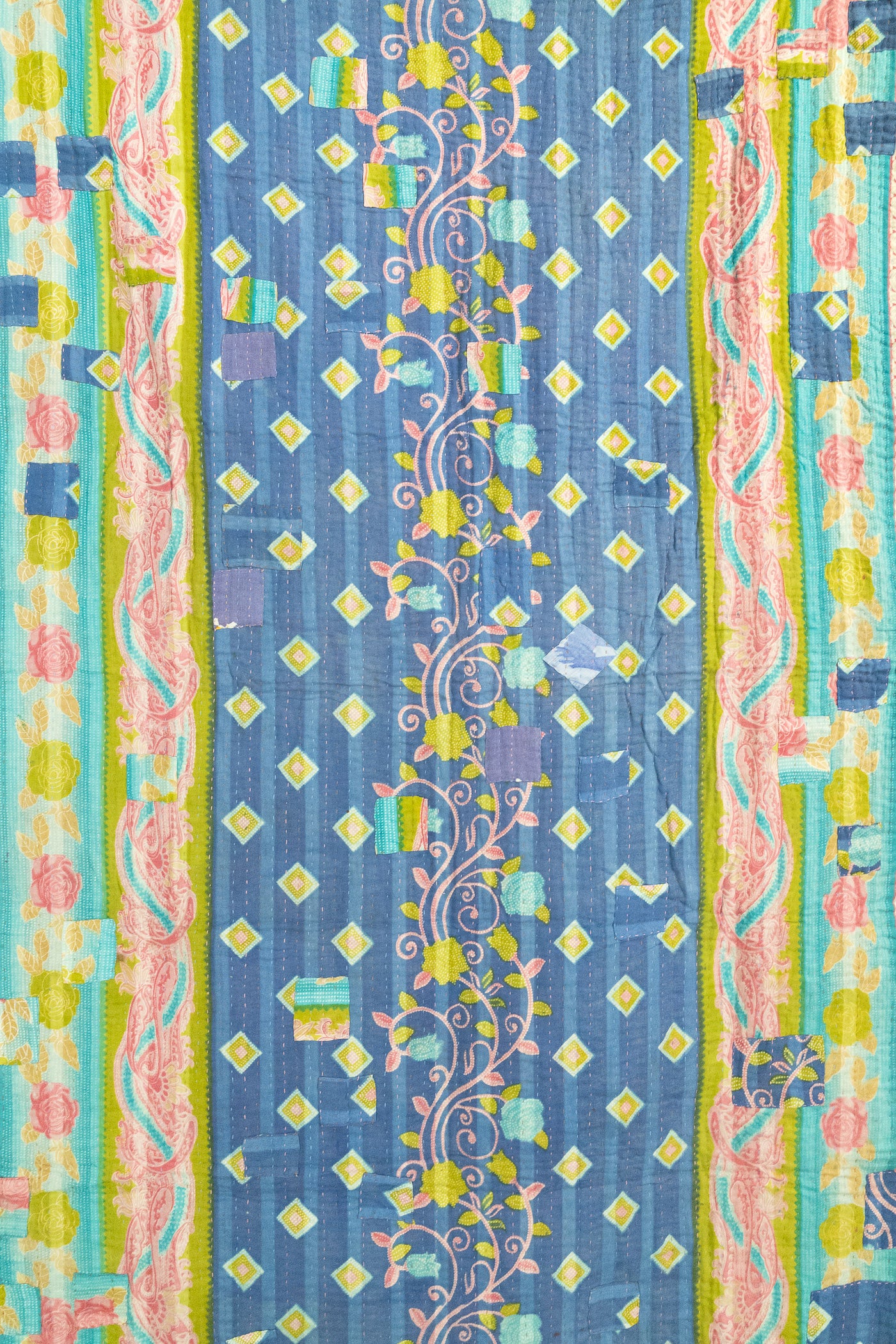 Sage Kantha Throw Blanket