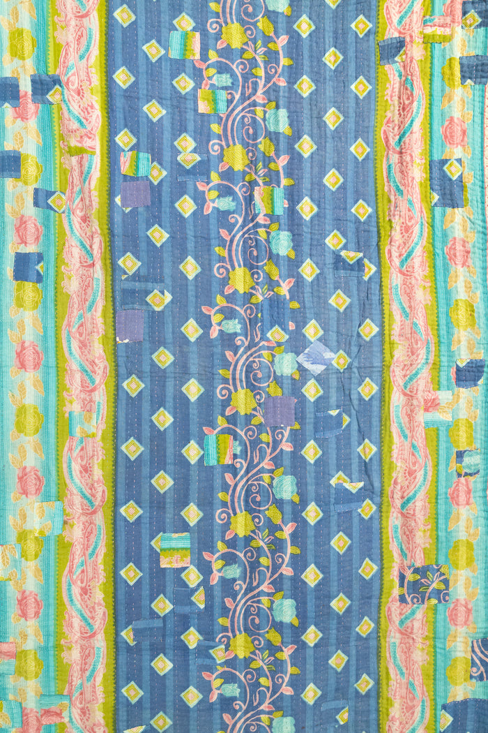 Sage Kantha Throw Blanket