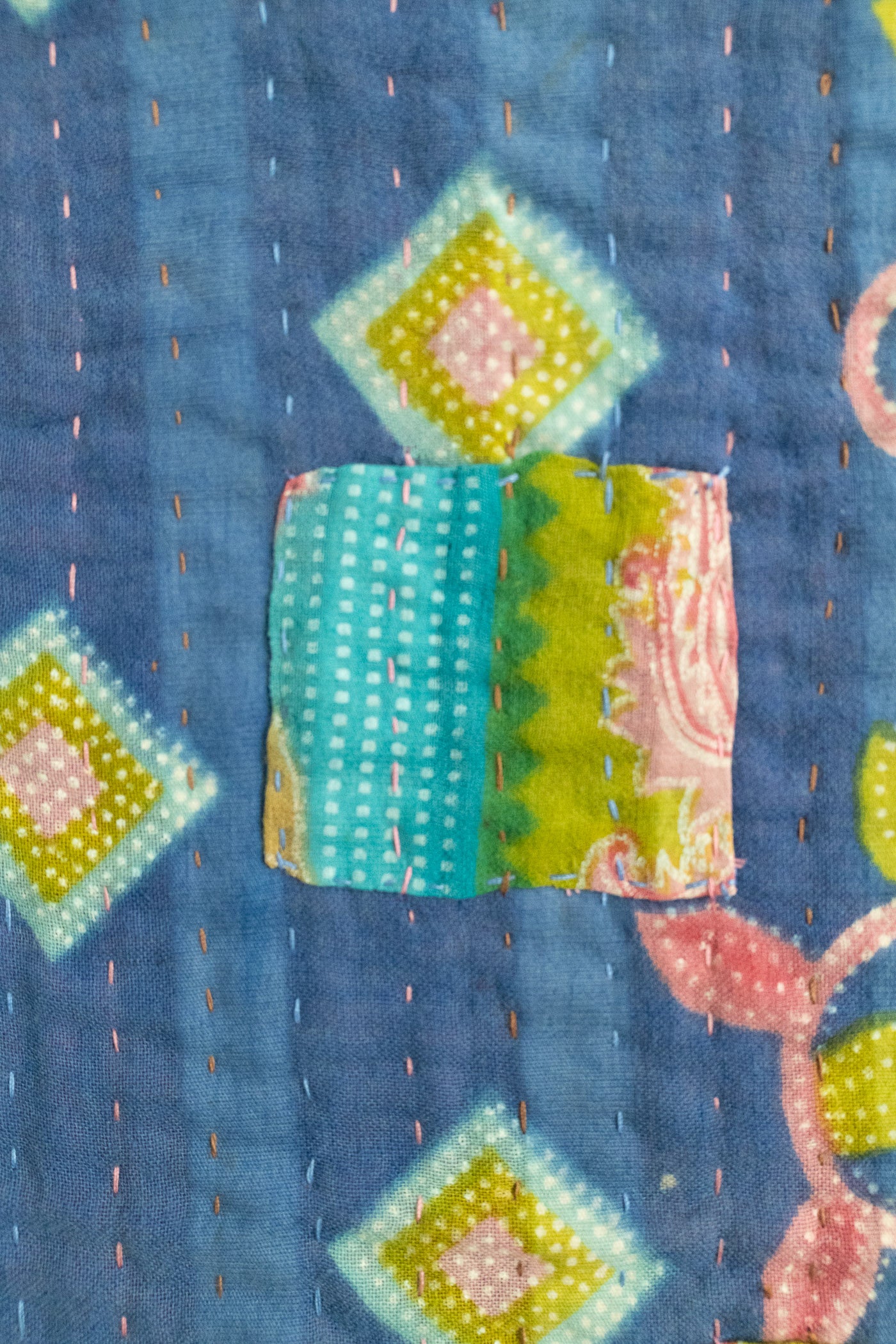 Sage Kantha Throw Blanket