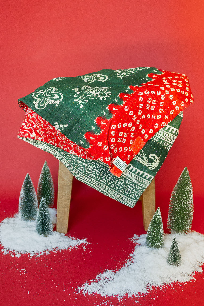 Santa Kantha Christmas Throw