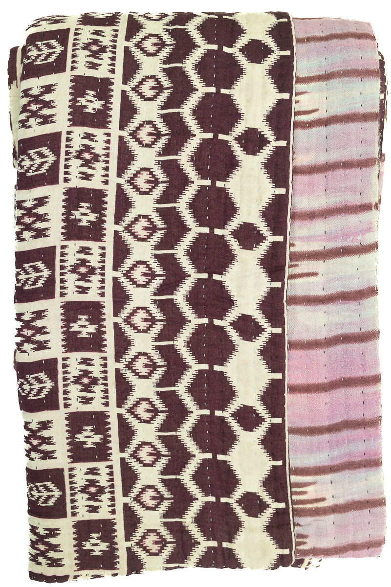 Kantha Large Throw Blanket
