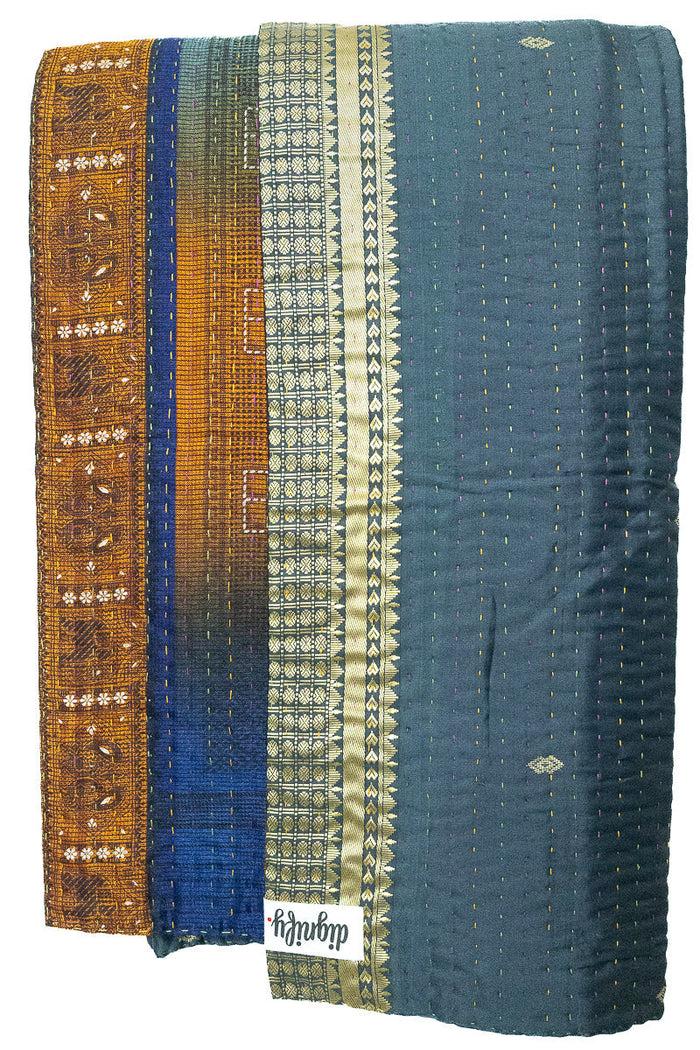 Kantha Silk Throw Blanket