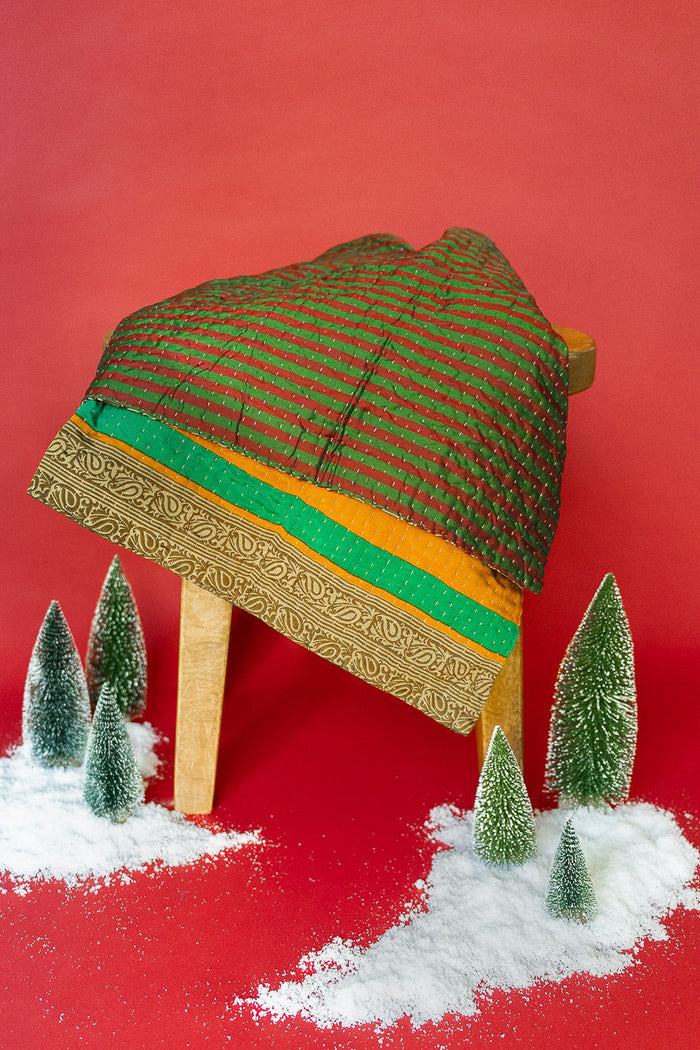 Kantha Silk Throw Blanket